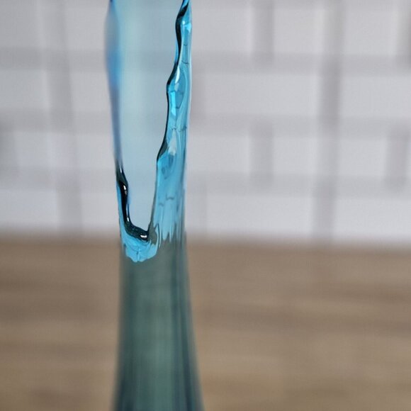 MCM Fenton Glass Sapphire Colonial Blue Tall Swung Vase 19.5 Tall Thumbprint VTG - Picture 10 of 16